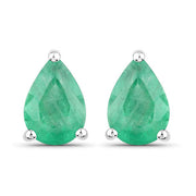 Bids.com 1.30 Carat Genuine Zambian Emerald 10K White Gold Earrings Earrings White Smoke Default Title