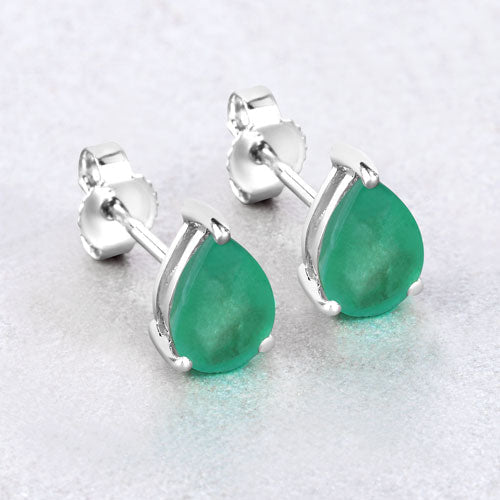 Bids.com 1.30 Carat Genuine Zambian Emerald 10K White Gold Earrings Earrings Lavender