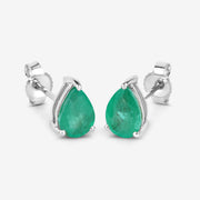 Bids.com 1.30 Carat Genuine Zambian Emerald 10K White Gold Earrings Earrings White Smoke