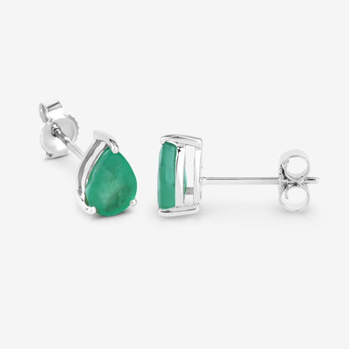 Bids.com 1.30 Carat Genuine Zambian Emerald 10K White Gold Earrings Earrings White Smoke
