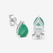 Bids.com 1.30 Carat Genuine Zambian Emerald 10K White Gold Earrings Earrings White Smoke