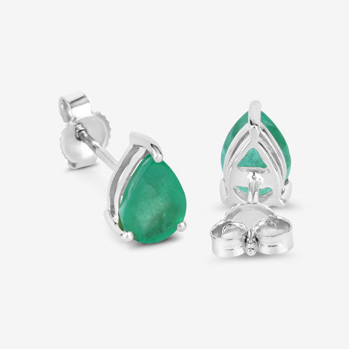Bids.com 1.30 Carat Genuine Zambian Emerald 10K White Gold Earrings Earrings White Smoke