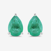 Bids.com 1.30 Carat Genuine Zambian Emerald 10K White Gold Earrings Earrings White Smoke