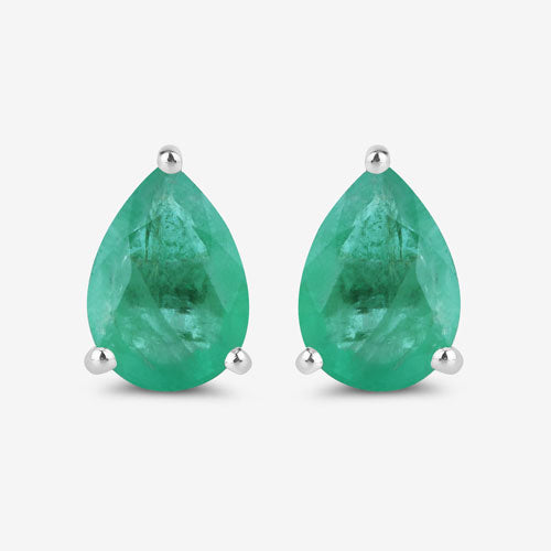 Bids.com 1.30 Carat Genuine Zambian Emerald 10K White Gold Earrings Earrings White Smoke