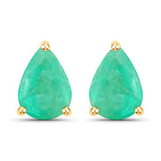 Bids.com 1.30 Carat Genuine Zambian Emerald 10K Yellow Gold Earrings Earrings White Smoke Default Title