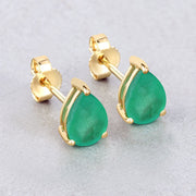 Bids.com 1.30 Carat Genuine Zambian Emerald 10K Yellow Gold Earrings Earrings Light Gray