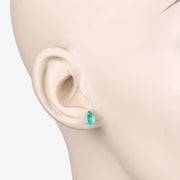 Bids.com 1.30 Carat Genuine Zambian Emerald 10K Yellow Gold Earrings Earrings Antique White