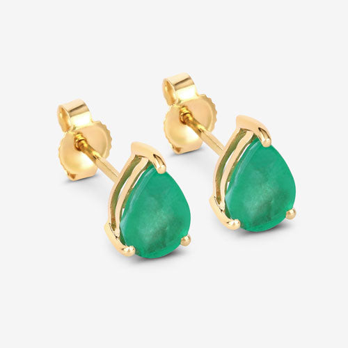 Bids.com 1.30 Carat Genuine Zambian Emerald 10K Yellow Gold Earrings Earrings White Smoke