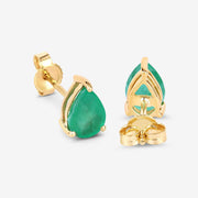 Bids.com 1.30 Carat Genuine Zambian Emerald 10K Yellow Gold Earrings Earrings White Smoke