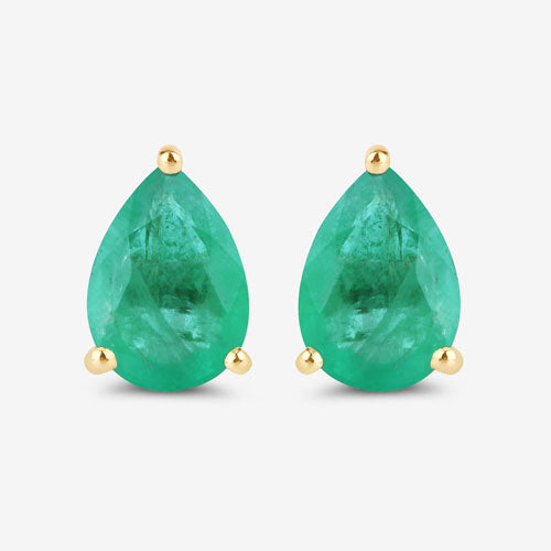 Bids.com 1.30 Carat Genuine Zambian Emerald 10K Yellow Gold Earrings Earrings White Smoke