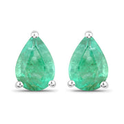 Bids.com 1.30 Carat Genuine Zambian Emerald 14K White Gold Earrings Earrings White Smoke Default Title
