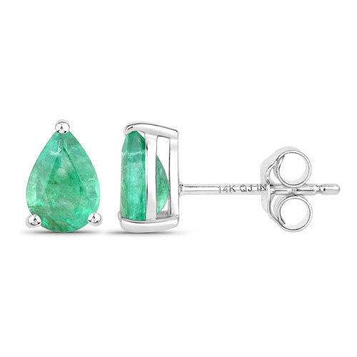 Bids.com 1.30 Carat Genuine Zambian Emerald 14K White Gold Earrings Earrings White Smoke