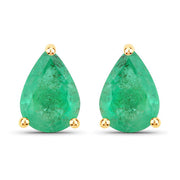 Bids.com 1.30 Carat Genuine Zambian Emerald 14K Yellow Gold Earrings Earrings White Smoke Default Title