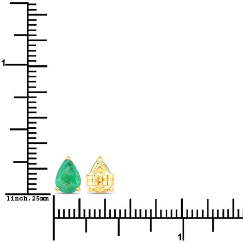 Bids.com 1.30 Carat Genuine Zambian Emerald 14K Yellow Gold Earrings Earrings White Smoke