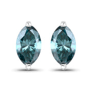 Bids.com 0.69 Carat Genuine Blue Diamond 14K White Gold Earrings Earrings White Smoke Default Title