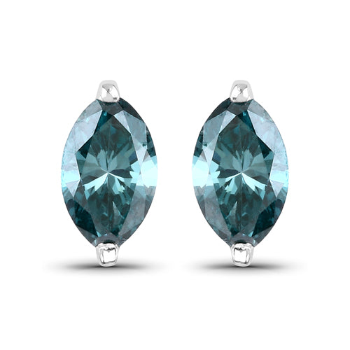 Bids.com 0.69 Carat Genuine Blue Diamond 14K White Gold Earrings Earrings White Smoke Default Title