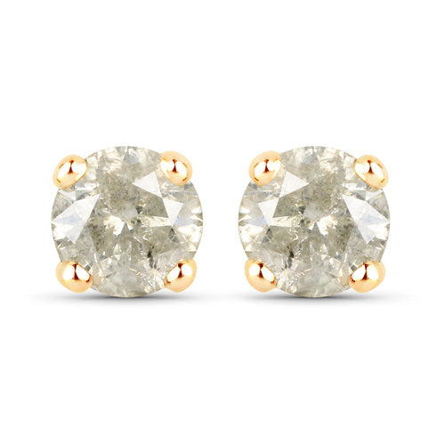 Bids.com 1.16 Carat Genuine LB Diamond 14K Yellow Gold Earrings Earrings White Smoke Default Title