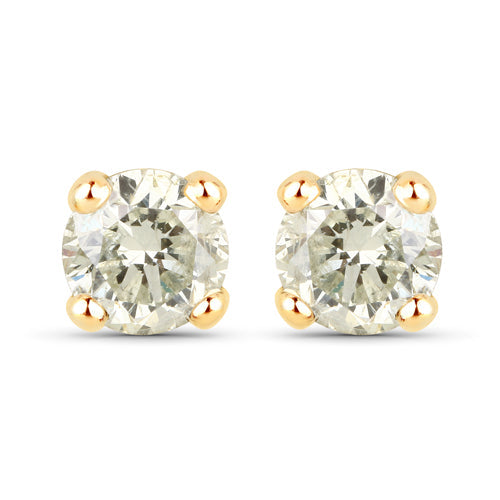 Bids.com 0.86 Carat Genuine LB Diamond 14K Yellow Gold Earrings Earrings White Smoke Default Title