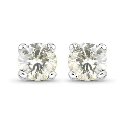 Bids.com 0.71 Carat Genuine White Diamond 14K White Gold Earrings Earrings White Smoke Default Title
