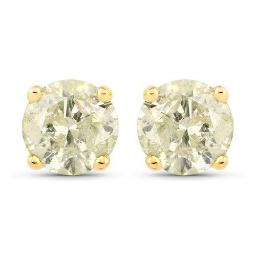 Bids.com 1.12 Carat Genuine LB Diamond 14K Yellow Gold Earrings Earrings White Smoke Default Title