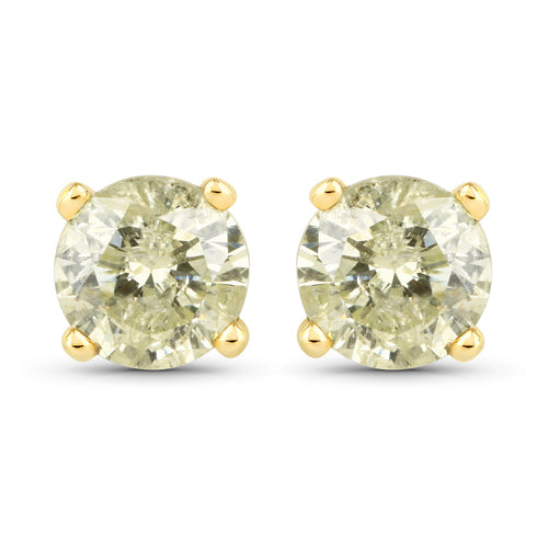 Bids.com 1.15 Carat Genuine LB Diamond 14K Yellow Gold Earrings Earrings White Smoke Default Title