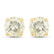 Bids.com 1.24 Carat Genuine LB Diamond 14K Yellow Gold Earrings Earrings White Smoke Default Title
