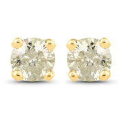 Bids.com 0.92 Carat Genuine LB Diamond 14K Yellow Gold Earrings Earrings White Smoke Default Title