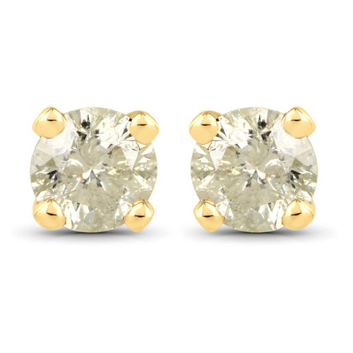 Bids.com 0.92 Carat Genuine LB Diamond 14K Yellow Gold Earrings Earrings White Smoke Default Title