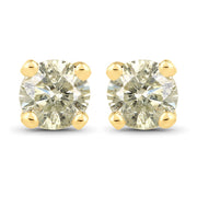 Bids.com 0.92 Carat Genuine LB Diamond 14K Yellow Gold Earrings Earrings White Smoke Default Title