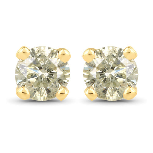 Bids.com 0.92 Carat Genuine LB Diamond 14K Yellow Gold Earrings Earrings White Smoke Default Title