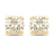 Bids.com 0.98 Carat Genuine LB Diamond 14K Yellow Gold Earrings Earrings White Smoke Default Title