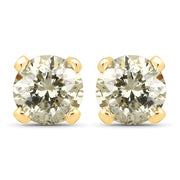 Bids.com 0.98 Carat Genuine LB Diamond 14K Yellow Gold Earrings Earrings White Smoke Default Title