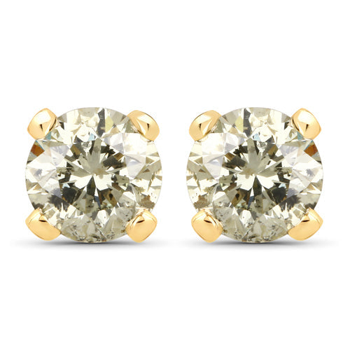Bids.com 0.98 Carat Genuine LB Diamond 14K Yellow Gold Earrings Earrings White Smoke Default Title