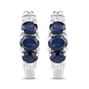 Bids.com 1.66 Carat Genuine Blue Sapphire and White Topaz .925 Sterling Silver Earrings Earrings White Smoke