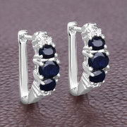 Bids.com 1.66 Carat Genuine Blue Sapphire and White Topaz .925 Sterling Silver Earrings Earrings Dim Gray