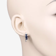 Bids.com 1.66 Carat Genuine Blue Sapphire and White Topaz .925 Sterling Silver Earrings Earrings Misty Rose