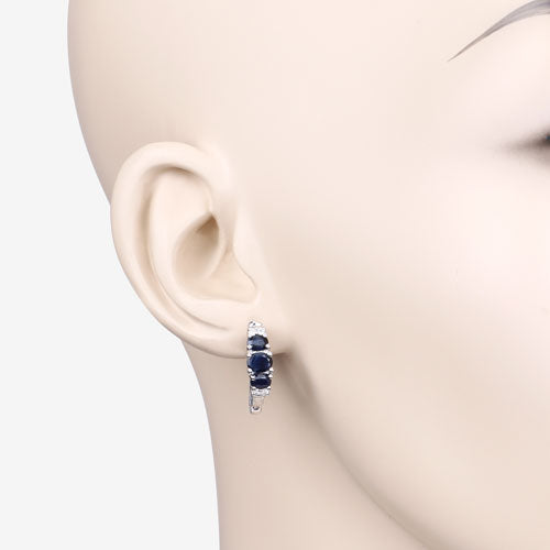 Bids.com 1.66 Carat Genuine Blue Sapphire and White Topaz .925 Sterling Silver Earrings Earrings Misty Rose