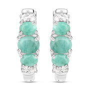 Bids.com 1.30 Carat Genuine Emerald and White Topaz .925 Sterling Silver Earrings Earrings White Smoke Default Title