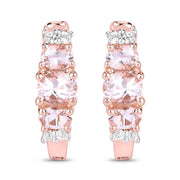 Bids.com 1.32 Carat Genuine Morganite and White Topaz .925 Sterling Silver Earrings Earrings White Smoke