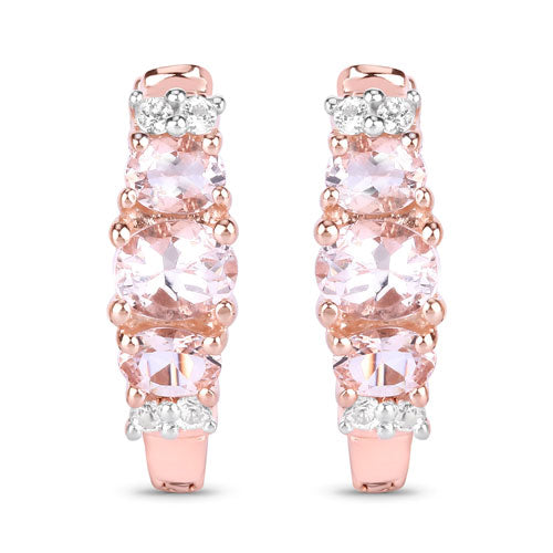 Bids.com 1.32 Carat Genuine Morganite and White Topaz .925 Sterling Silver Earrings Earrings White Smoke