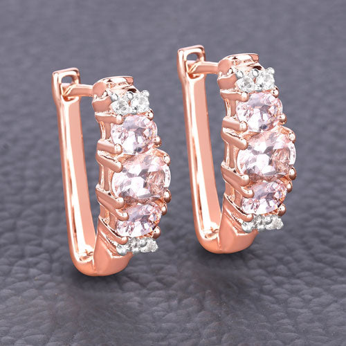 Bids.com 1.32 Carat Genuine Morganite and White Topaz .925 Sterling Silver Earrings Earrings Dim Gray