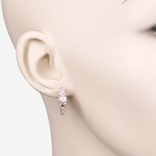 Bids.com 1.32 Carat Genuine Morganite and White Topaz .925 Sterling Silver Earrings Earrings Light Gray