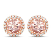 Bids.com 0.93 Carat Genuine Morganite and White Diamond 14K Rose Gold Earrings Earrings White Smoke Default Title