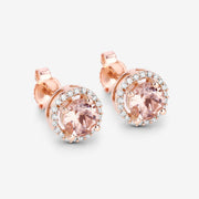 Bids.com 0.93 Carat Genuine Morganite and White Diamond 14K Rose Gold Earrings Earrings White Smoke