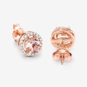 Bids.com 0.93 Carat Genuine Morganite and White Diamond 14K Rose Gold Earrings Earrings White Smoke