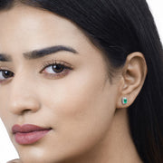 Bids.com 0.91 Carat Genuine Zambian Emerald and White Diamond 14K White Gold Earrings Earrings Black