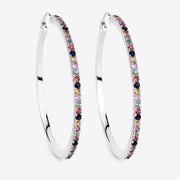 Bids.com 2.24 Carat Genuine Multi Sapphire .925 Sterling Silver Earrings Earrings White Smoke