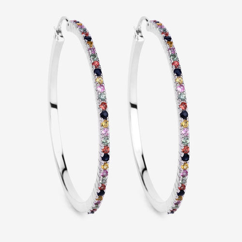 Bids.com 2.24 Carat Genuine Multi Sapphire .925 Sterling Silver Earrings Earrings White Smoke