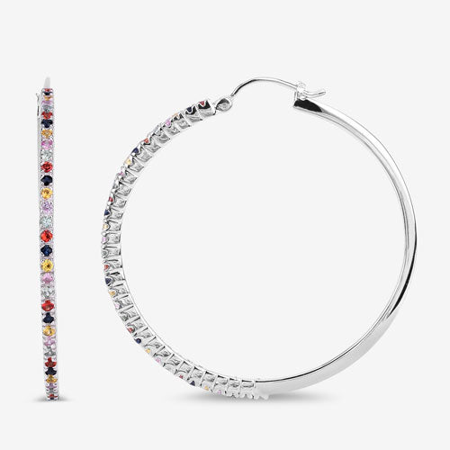 Bids.com 2.24 Carat Genuine Multi Sapphire .925 Sterling Silver Earrings Earrings White Smoke
