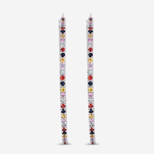 Bids.com 2.24 Carat Genuine Multi Sapphire .925 Sterling Silver Earrings Earrings White Smoke
